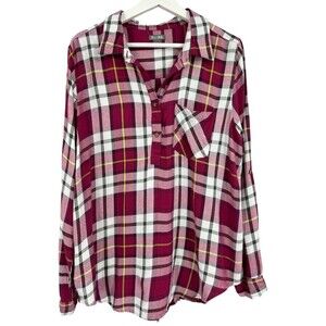 Womens plaid blouse sz Large long sleeve shirt button up